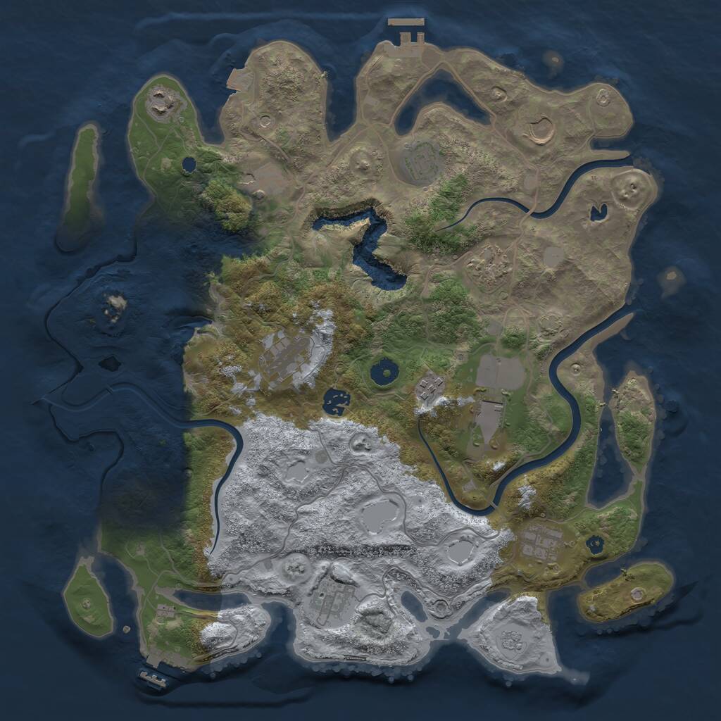 Rust Map: Procedural Map, Size: 4000, Seed: 832472872, 17 Monuments
