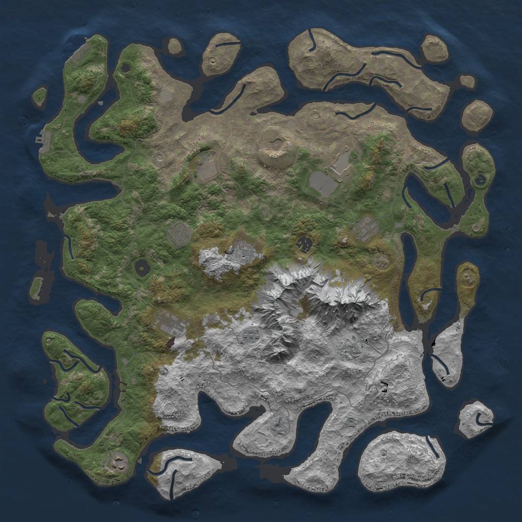 Rust Map: Procedural Map, Size: 5000, Seed: 1976588094, 19 Monuments