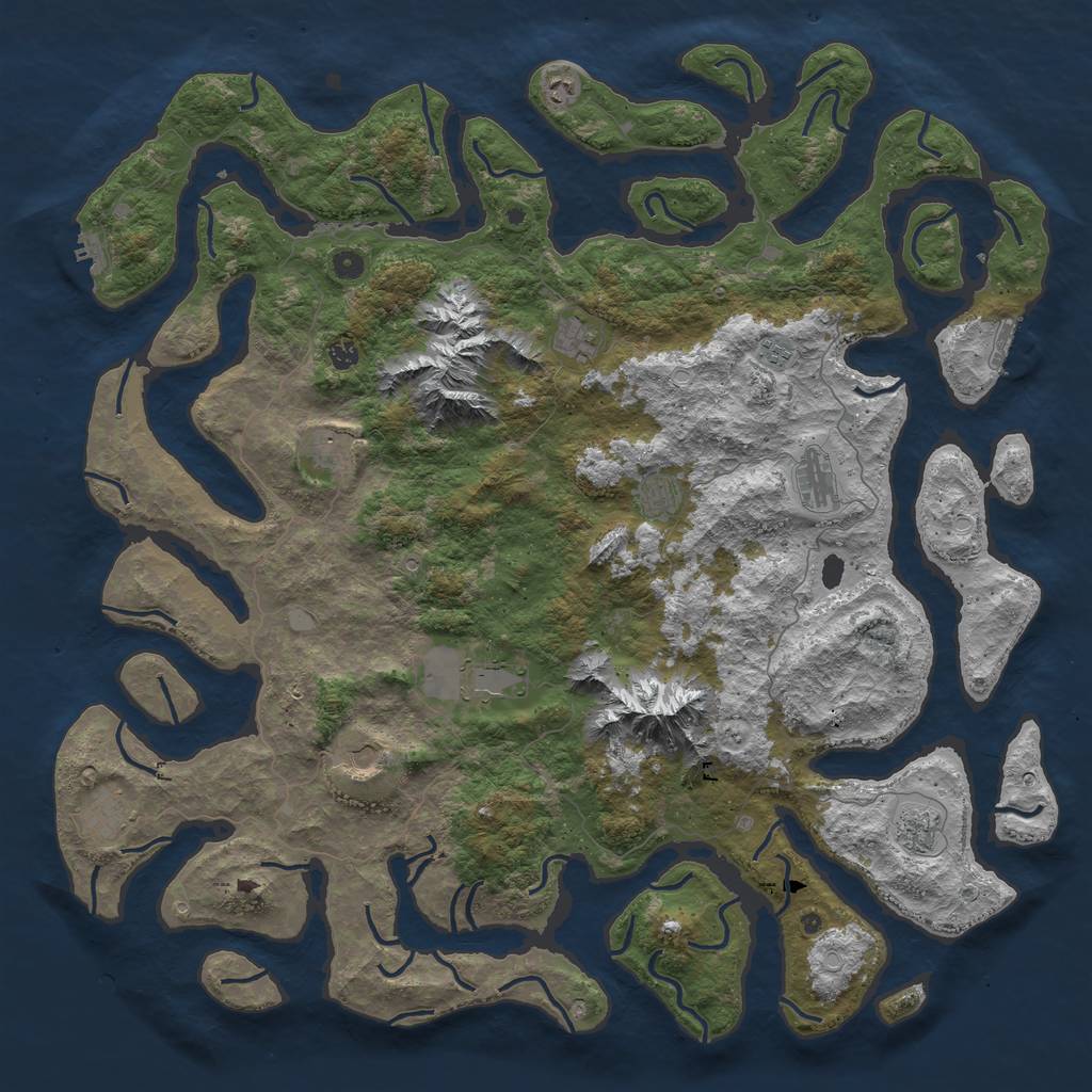 Rust Map: Procedural Map, Size: 5500, Seed: 84000, 19 Monuments