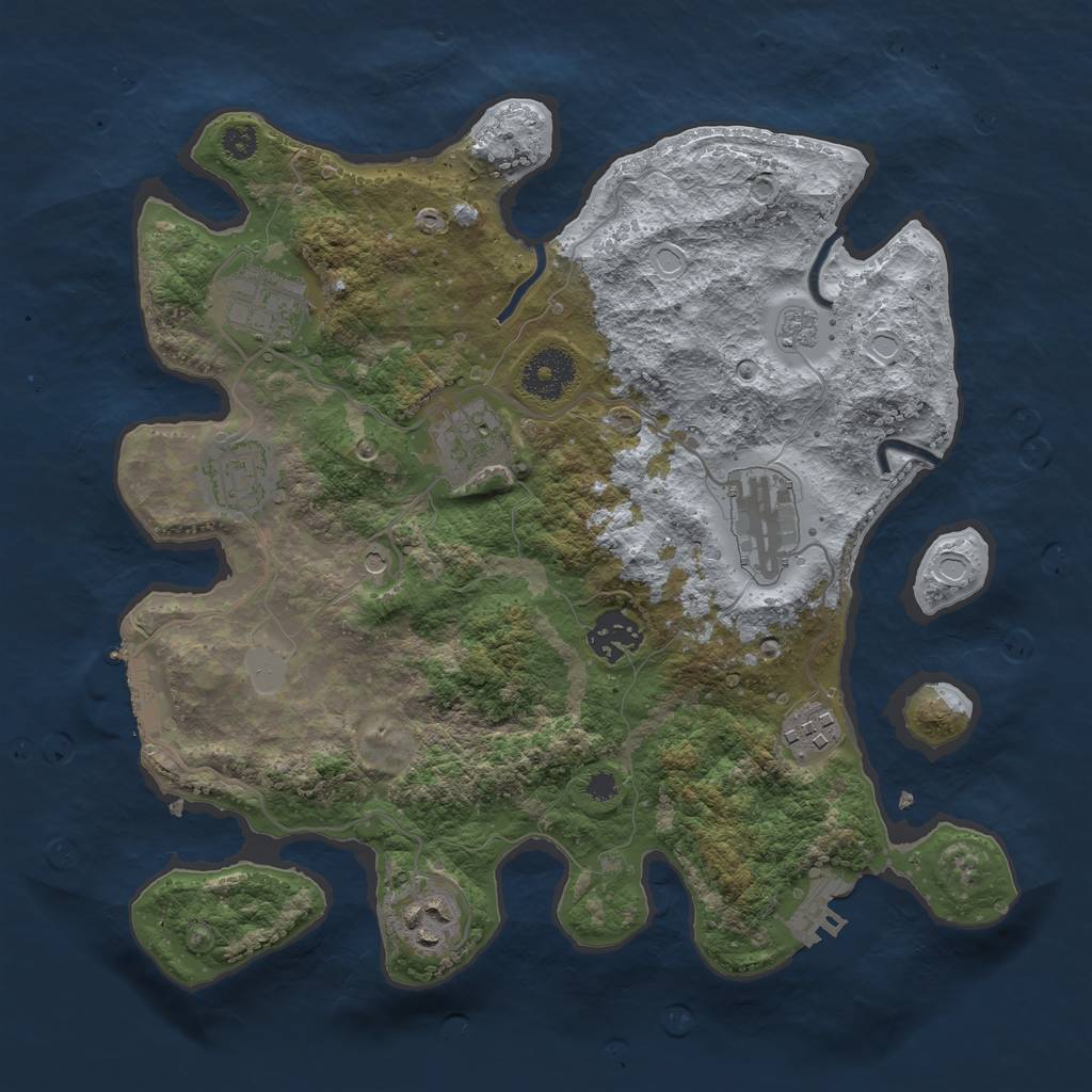 Rust Map: Procedural Map, Size: 3200, Seed: 982641531, 14 Monuments