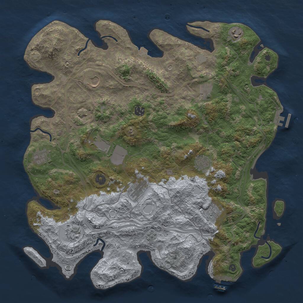 Rust Map: Procedural Map, Size: 4250, Seed: 1216809646, 17 Monuments