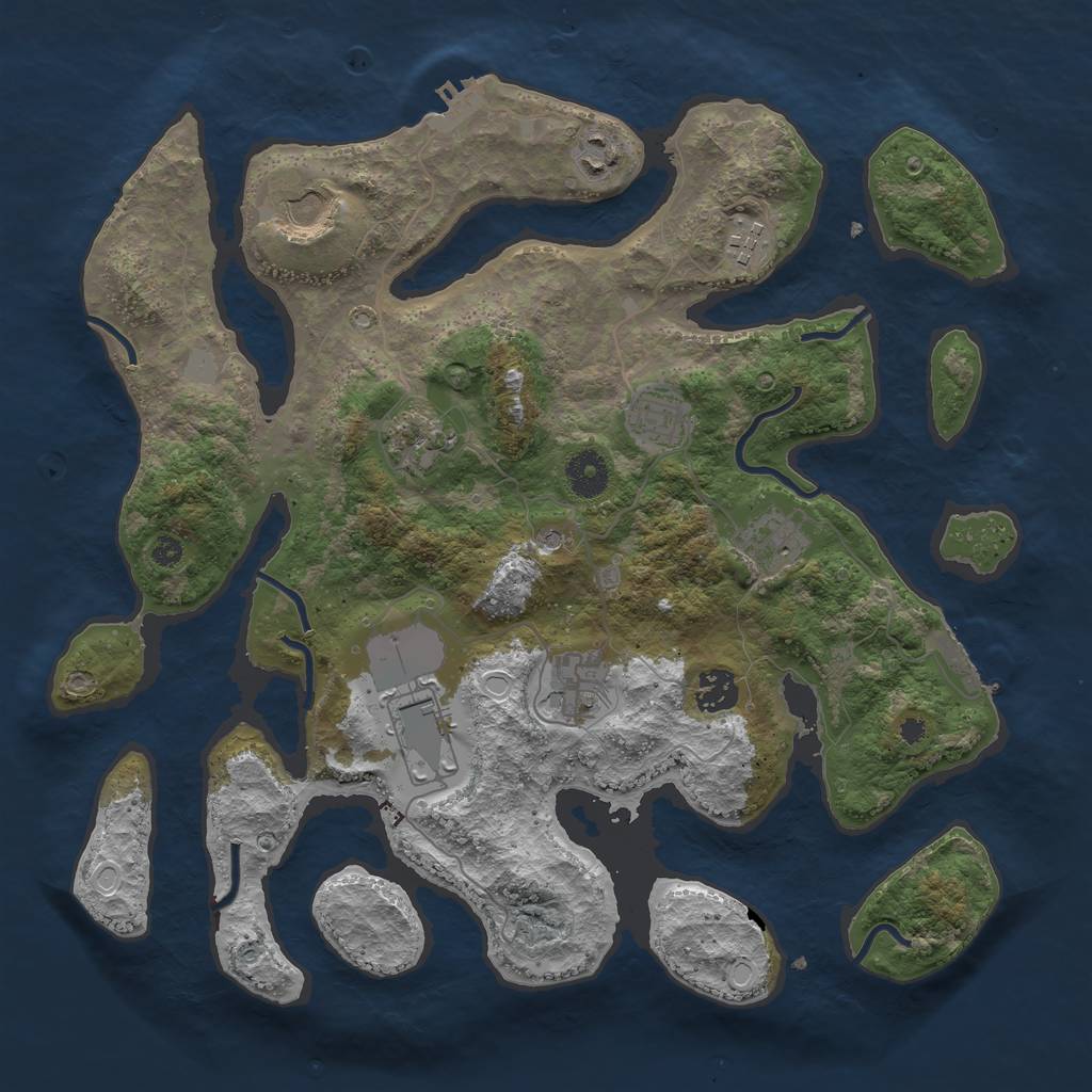 Rust Map: Procedural Map, Size: 3700, Seed: 1852817309, 17 Monuments