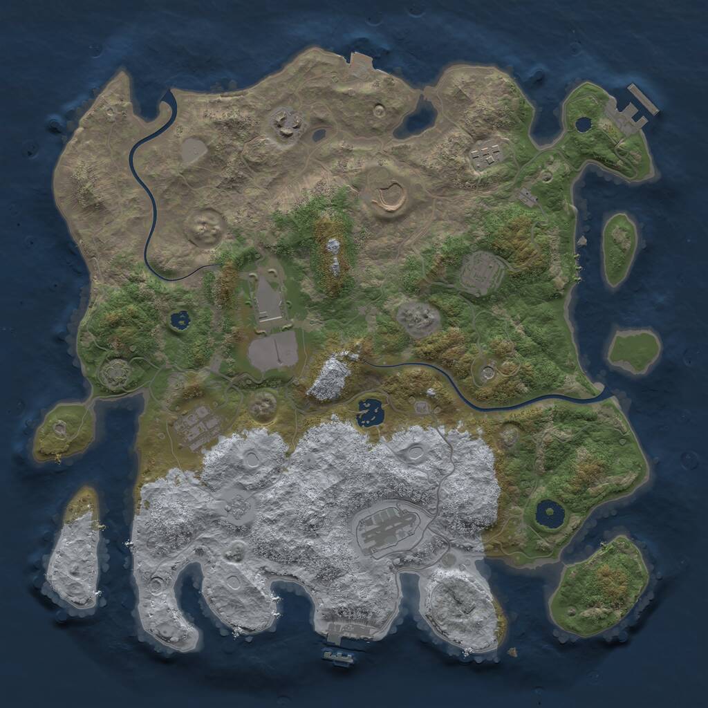 Rust Map: Procedural Map, Size: 3700, Seed: 1852817309, 14 Monuments
