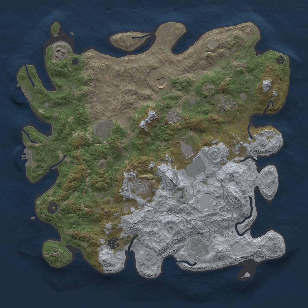 Rust Map: Procedural Map, Size: 4000, Seed: 102197344, 16 Monuments