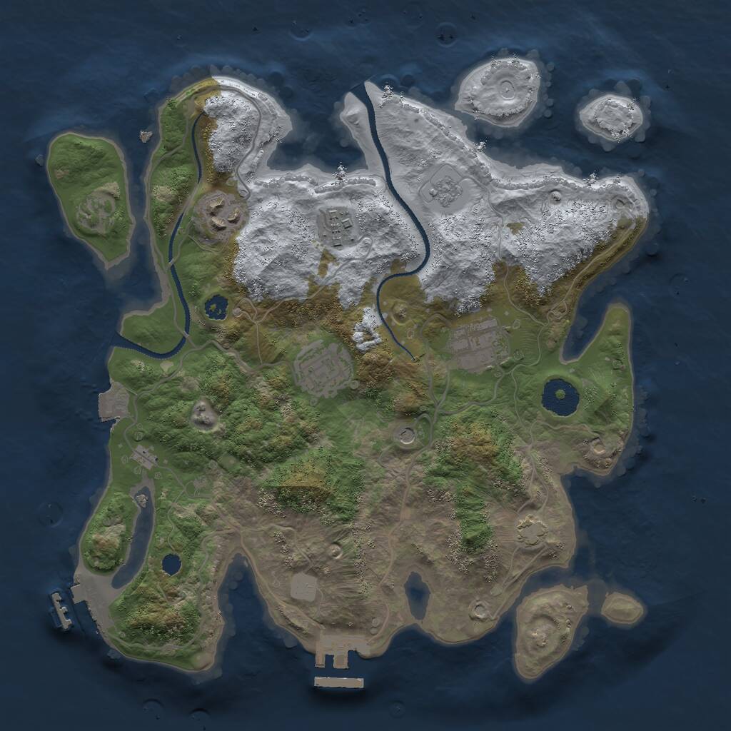 Rust Map: Procedural Map, Size: 3000, Seed: 42149213, 10 Monuments