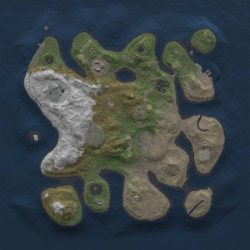 Rust Map: Procedural Map, Size: 3000, Seed: 553606, 13 Monuments