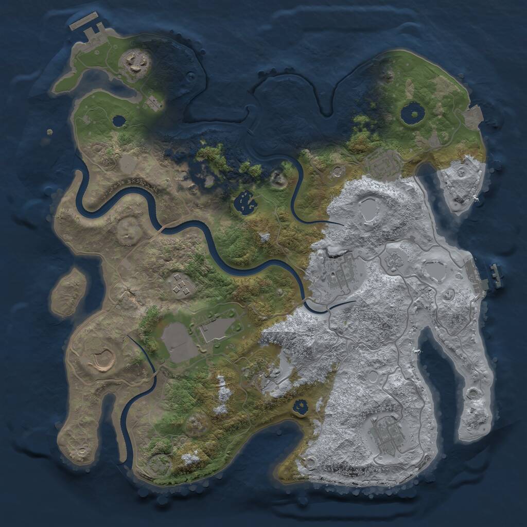 Rust Map: Procedural Map, Size: 3500, Seed: 1618107625, 16 Monuments