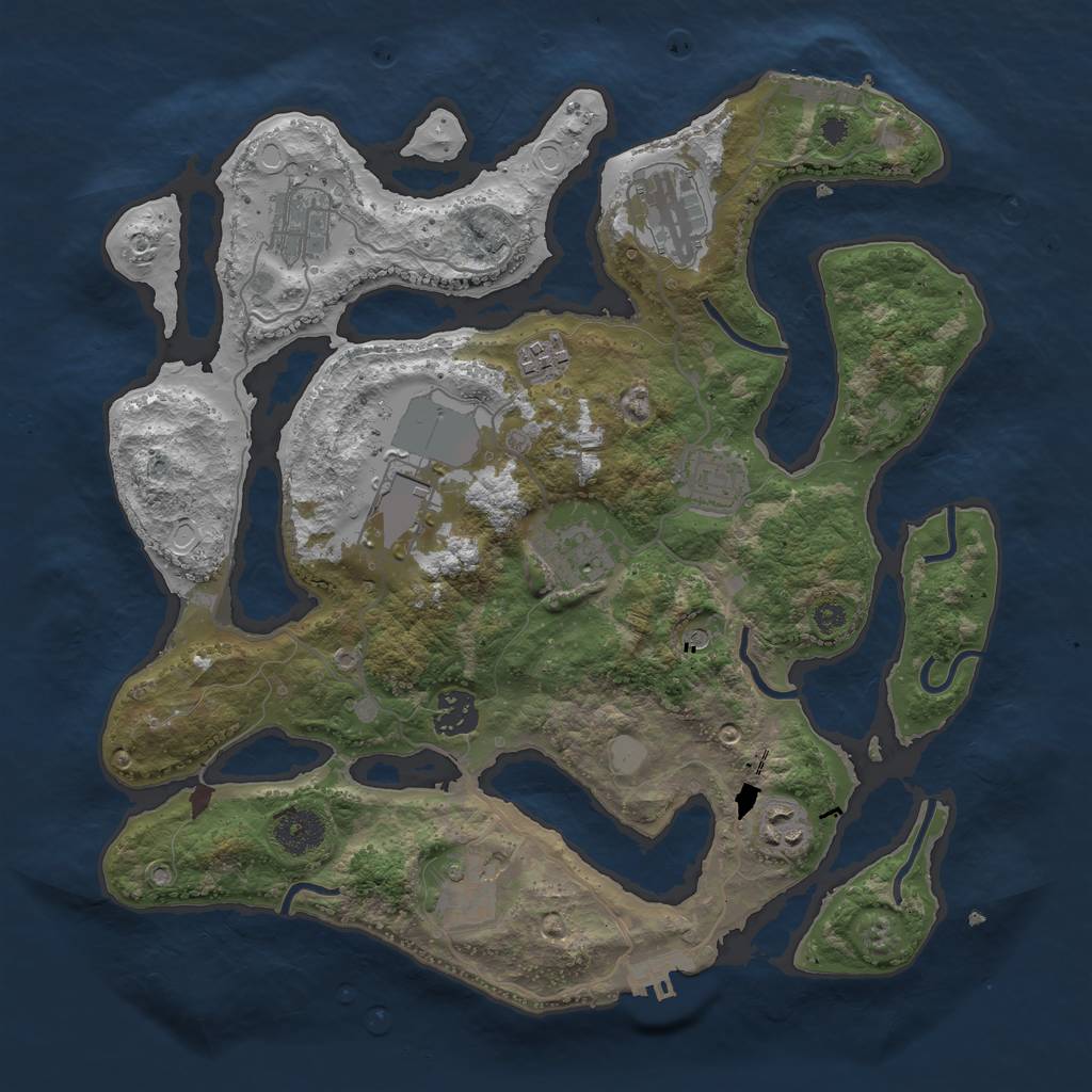 Rust Map: Procedural Map, Size: 3500, Seed: 632234854, 17 Monuments