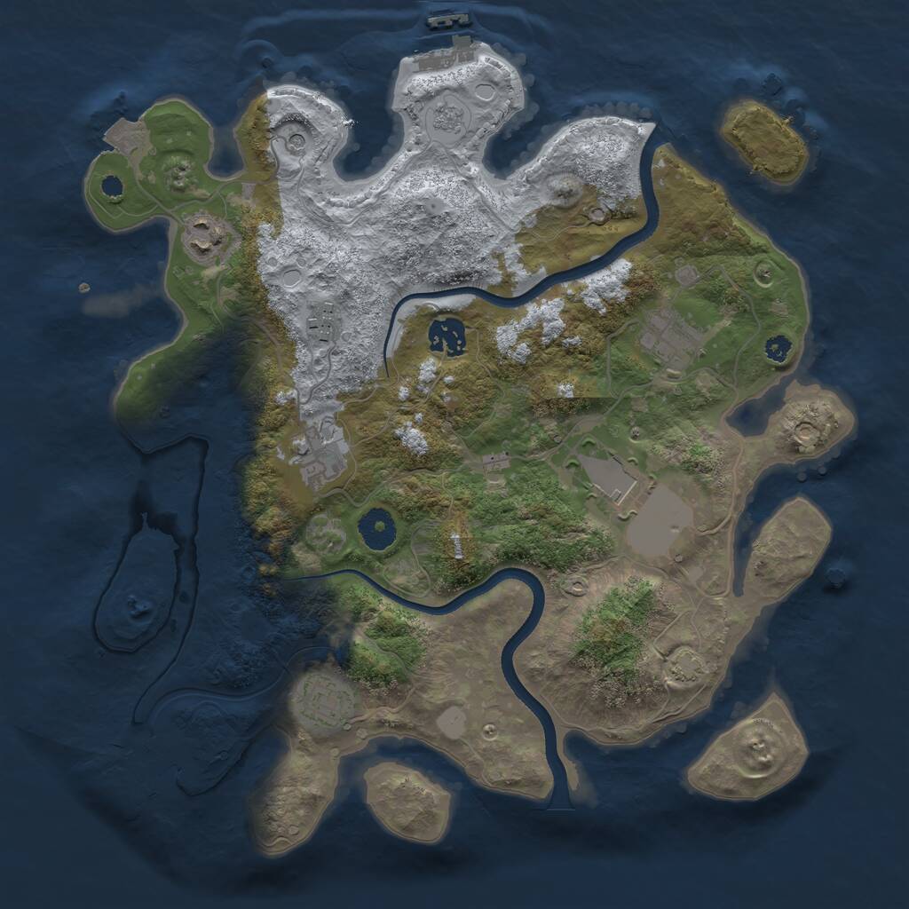 Rust Map: Procedural Map, Size: 3500, Seed: 57270, 13 Monuments