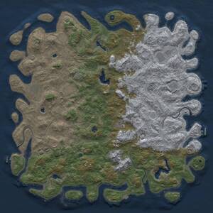 Thumbnail Rust Map: Procedural Map, Size: 6000, Seed: 69696, 17 Monuments
