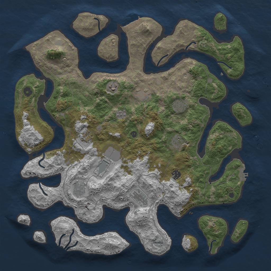 Rust Map: Procedural Map, Size: 4500, Seed: 88404858, 18 Monuments