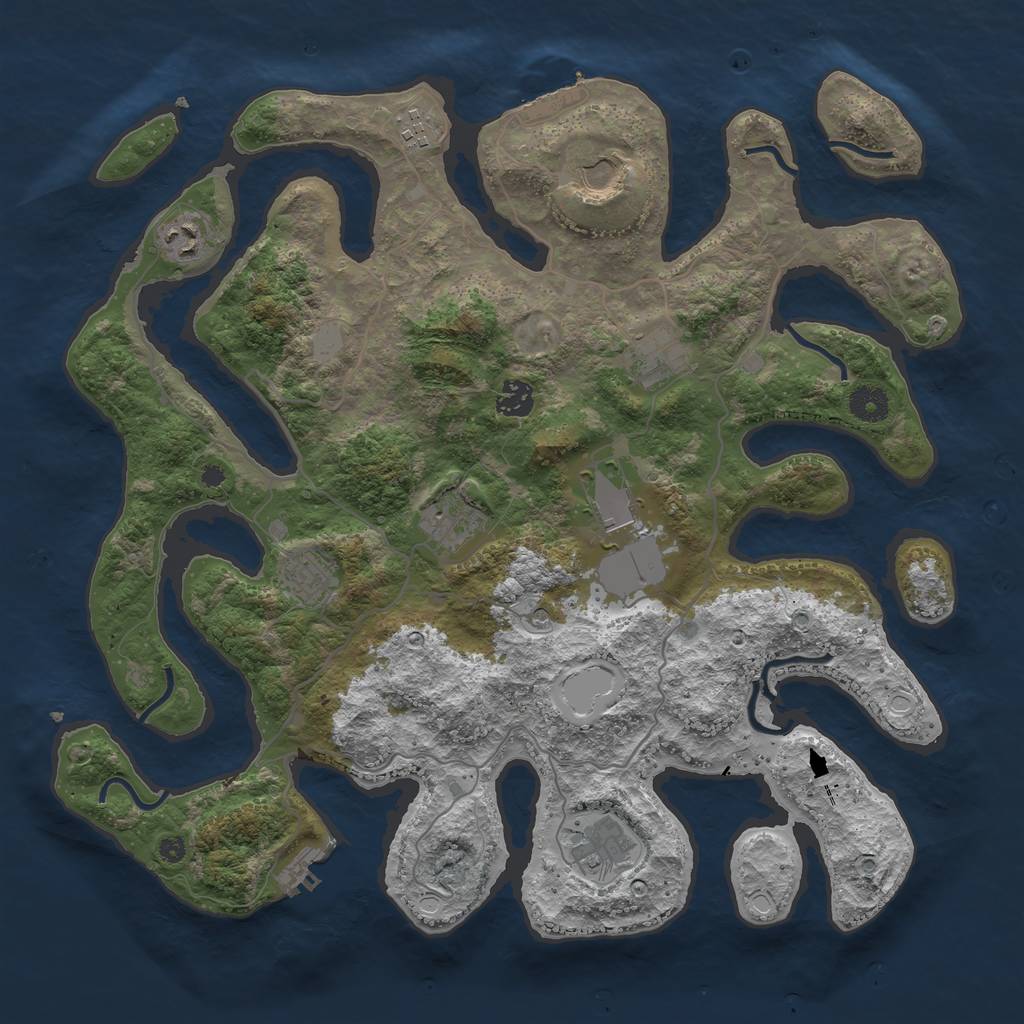 Rust Map: Procedural Map, Size: 4000, Seed: 150655, 17 Monuments