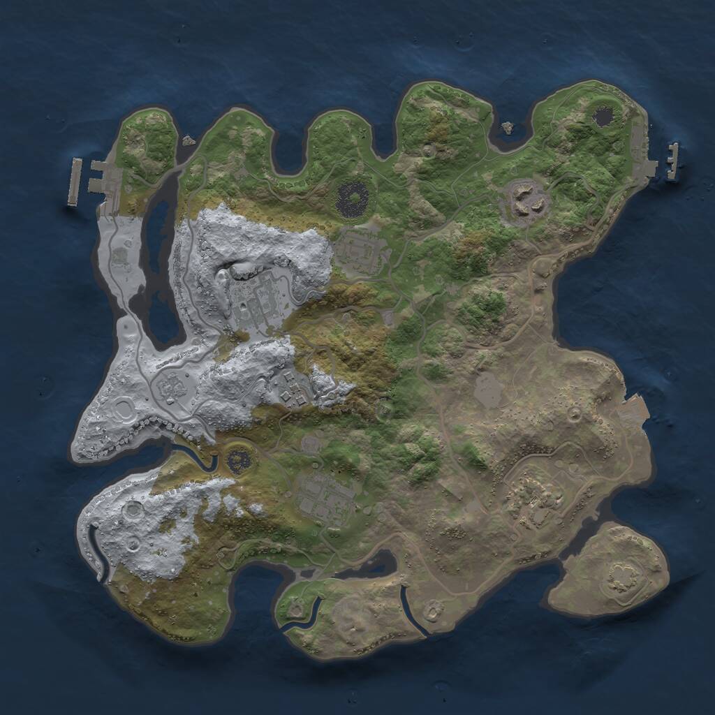 Rust Map: Procedural Map, Size: 3000, Seed: 1908691421, 11 Monuments