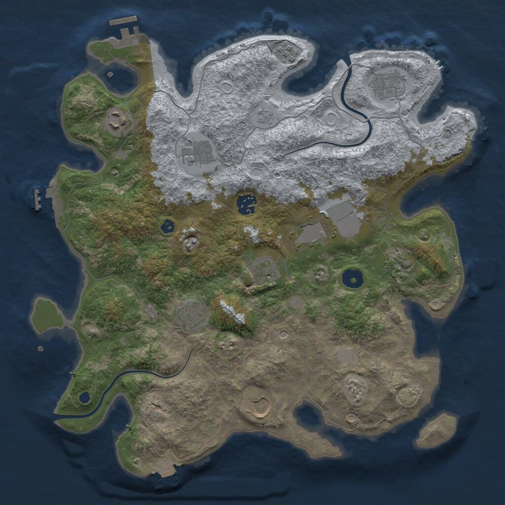 Rust Map: Procedural Map, Size: 3700, Seed: 2043034754, 16 Monuments