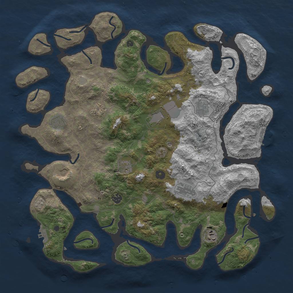 Rust Map: Procedural Map, Size: 4500, Seed: 1732545311, 18 Monuments