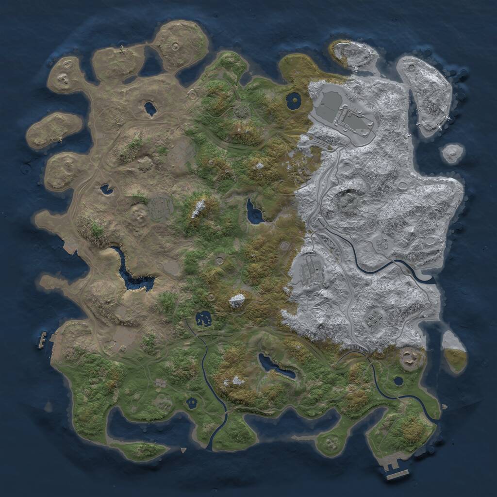Rust Map: Procedural Map, Size: 4500, Seed: 1732545311, 15 Monuments