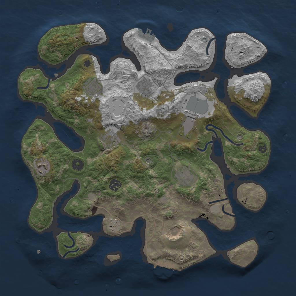 Rust Map: Procedural Map, Size: 3700, Seed: 57598261, 17 Monuments