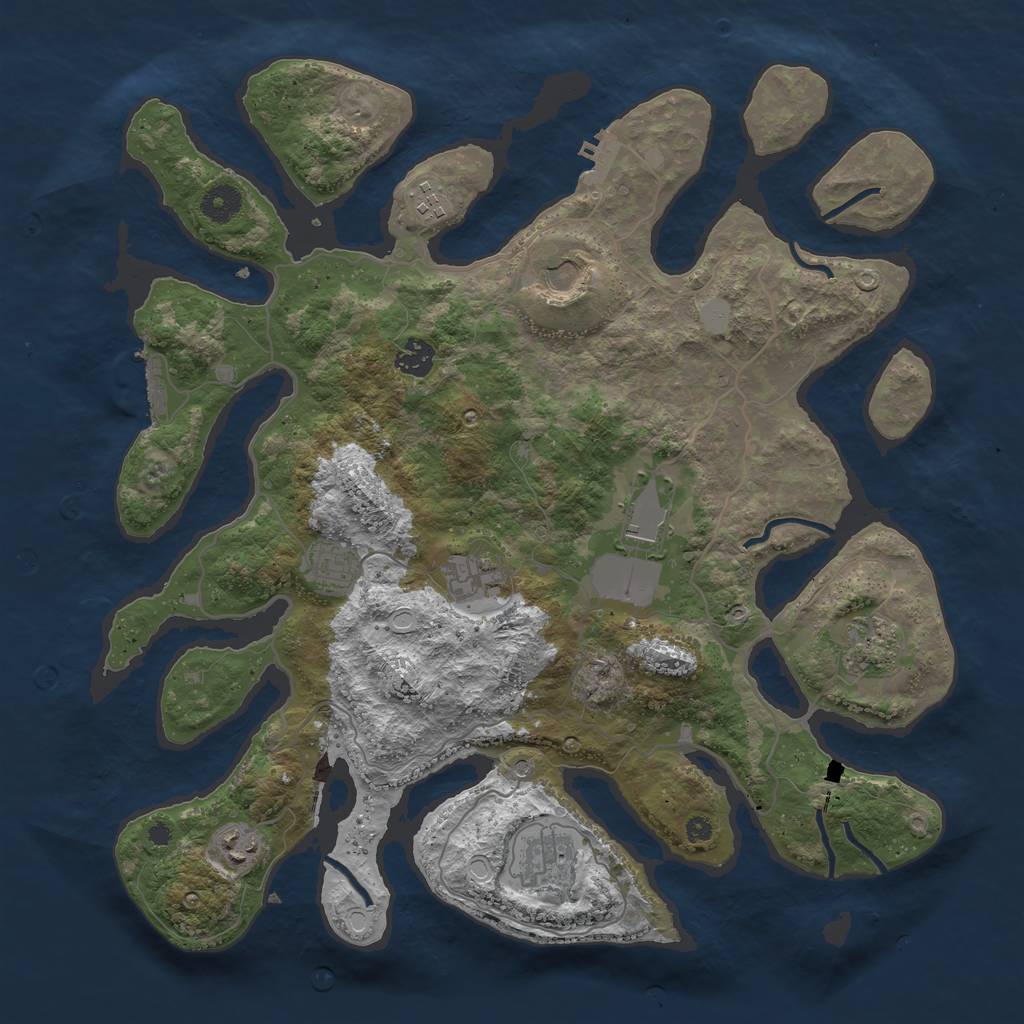 Rust Map: Procedural Map, Size: 4000, Seed: 915710155, 17 Monuments