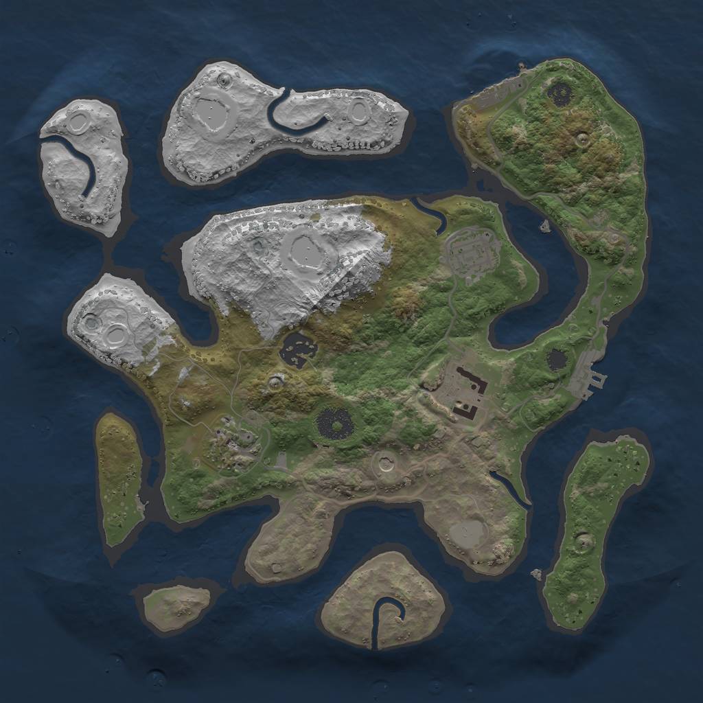 Rust Map: Procedural Map, Size: 3000, Seed: 2427691, 12 Monuments