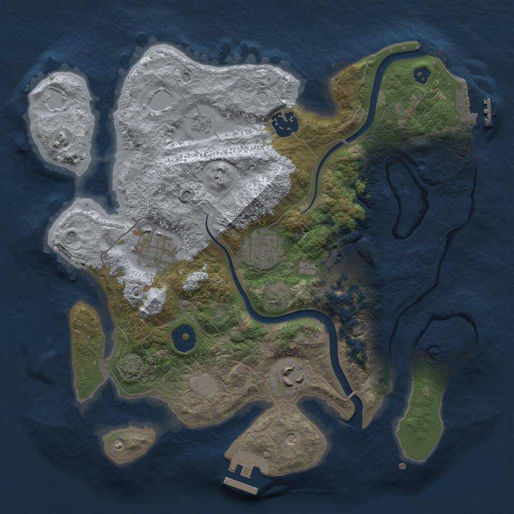 Rust Map: Procedural Map, Size: 3000, Seed: 2427691, 11 Monuments