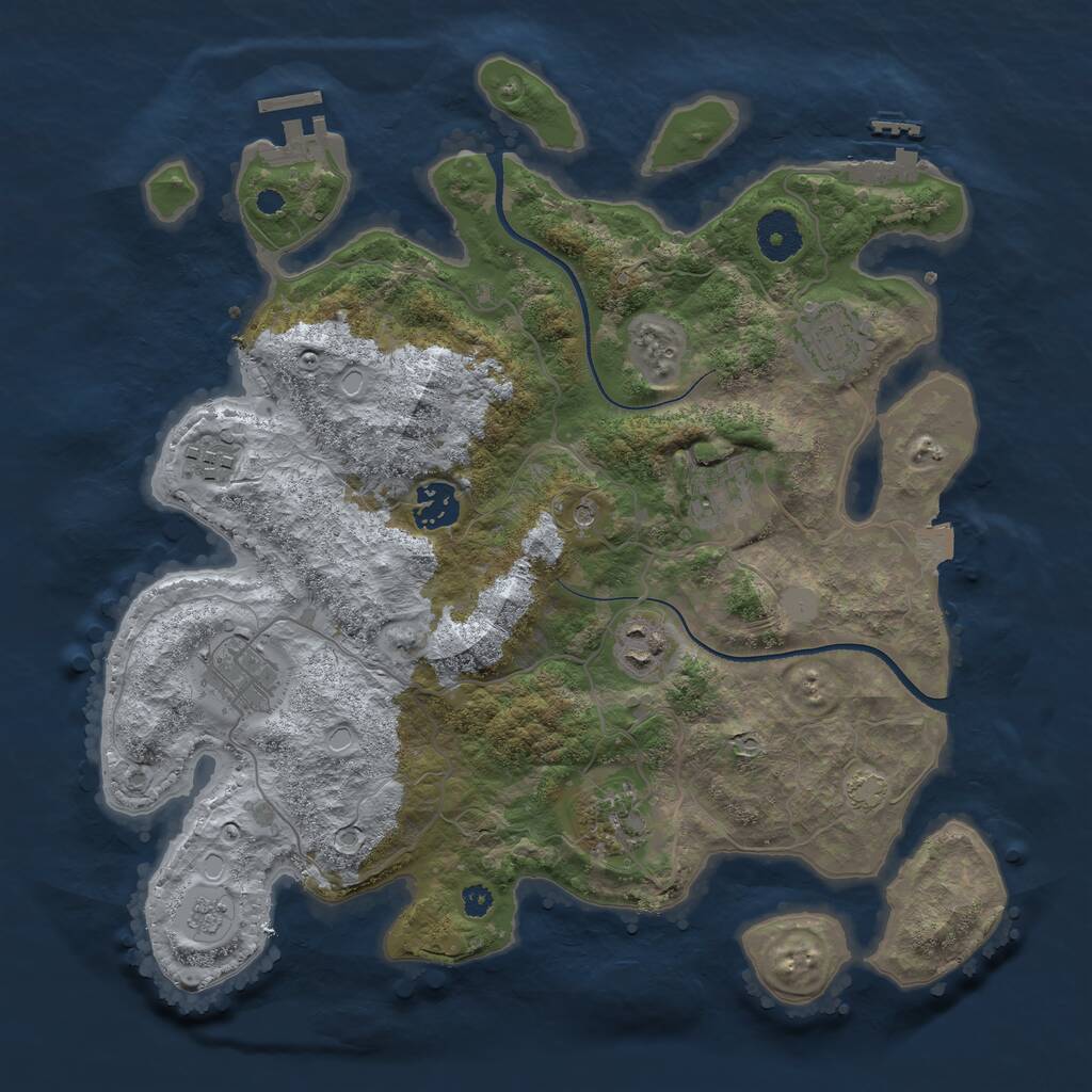 Rust Map: Procedural Map, Size: 3450, Seed: 755621, 13 Monuments