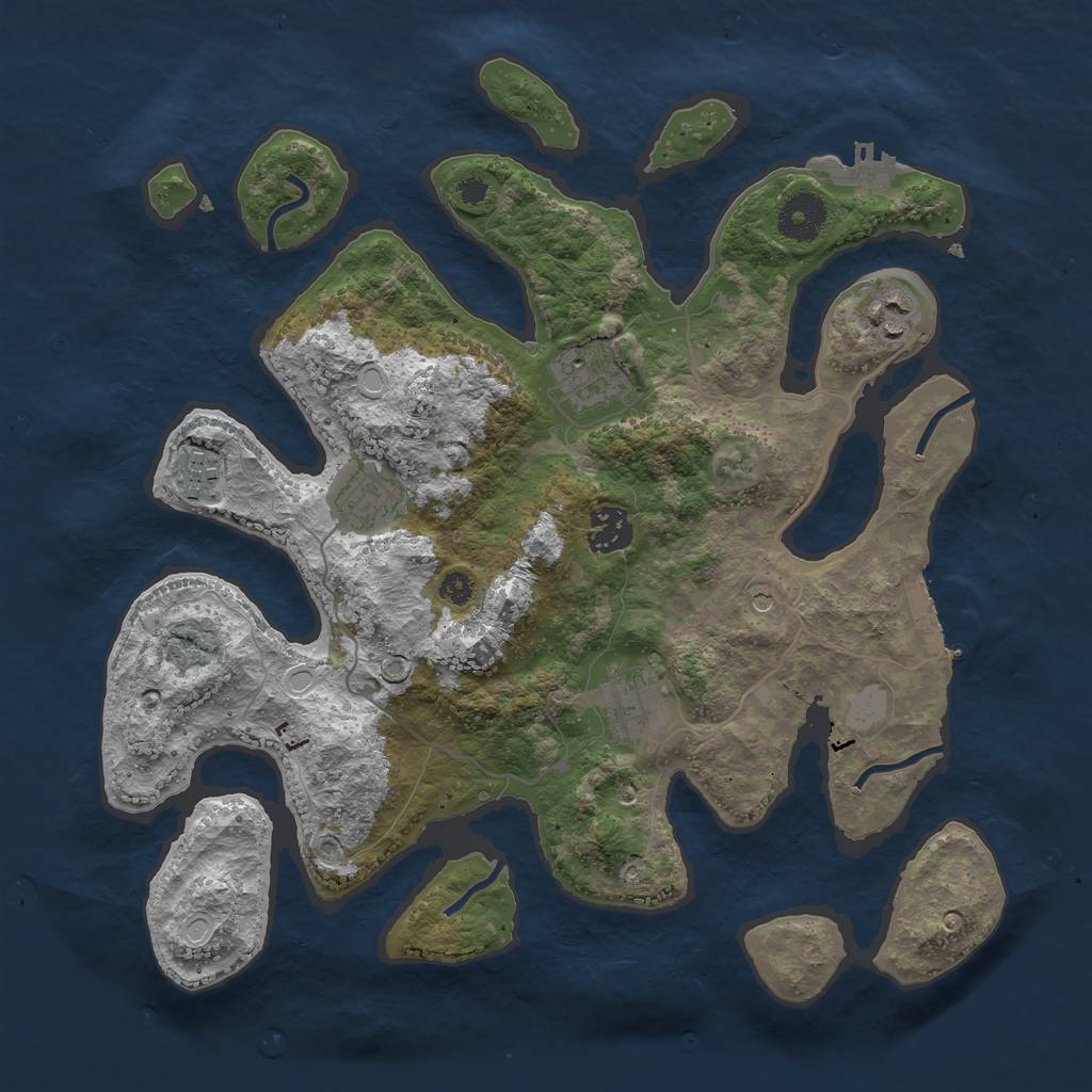 Rust Map: Procedural Map, Size: 3450, Seed: 755621, 14 Monuments