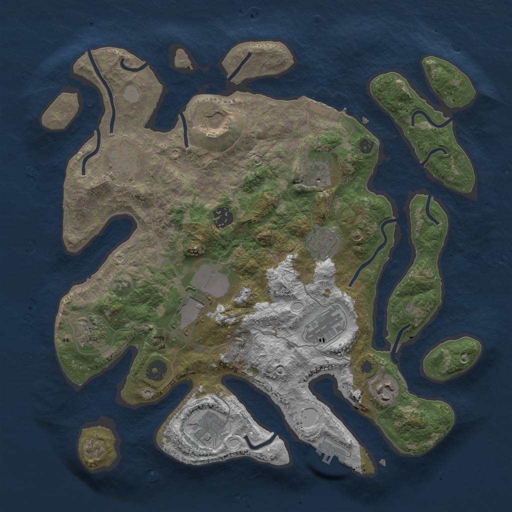 Rust Map: Procedural Map, Size: 3670, Seed: 1229375889, 17 Monuments