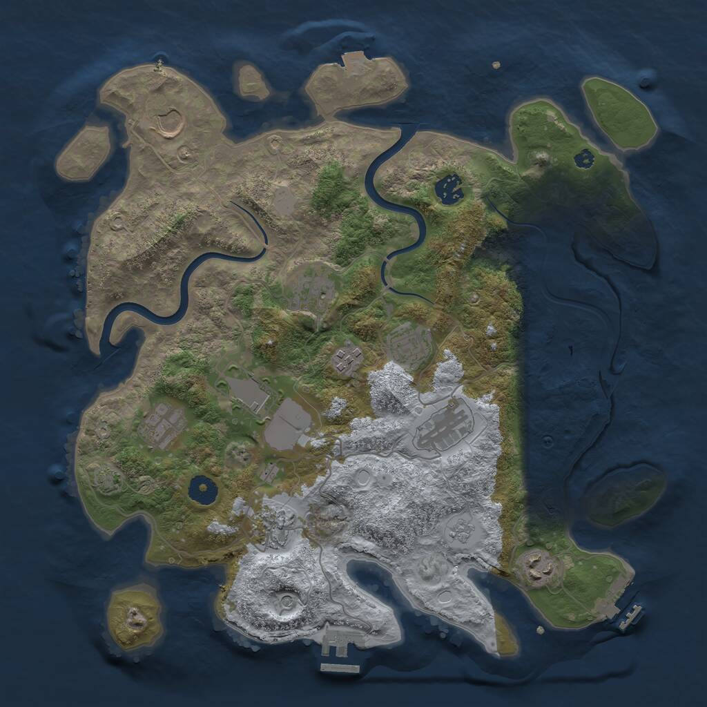 Rust Map: Procedural Map, Size: 3670, Seed: 1229375889, 16 Monuments