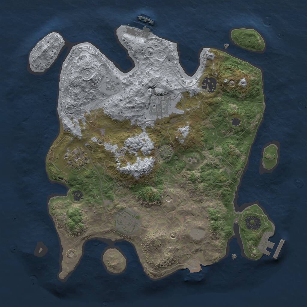 Rust Map: Procedural Map, Size: 3000, Seed: 177401, 10 Monuments