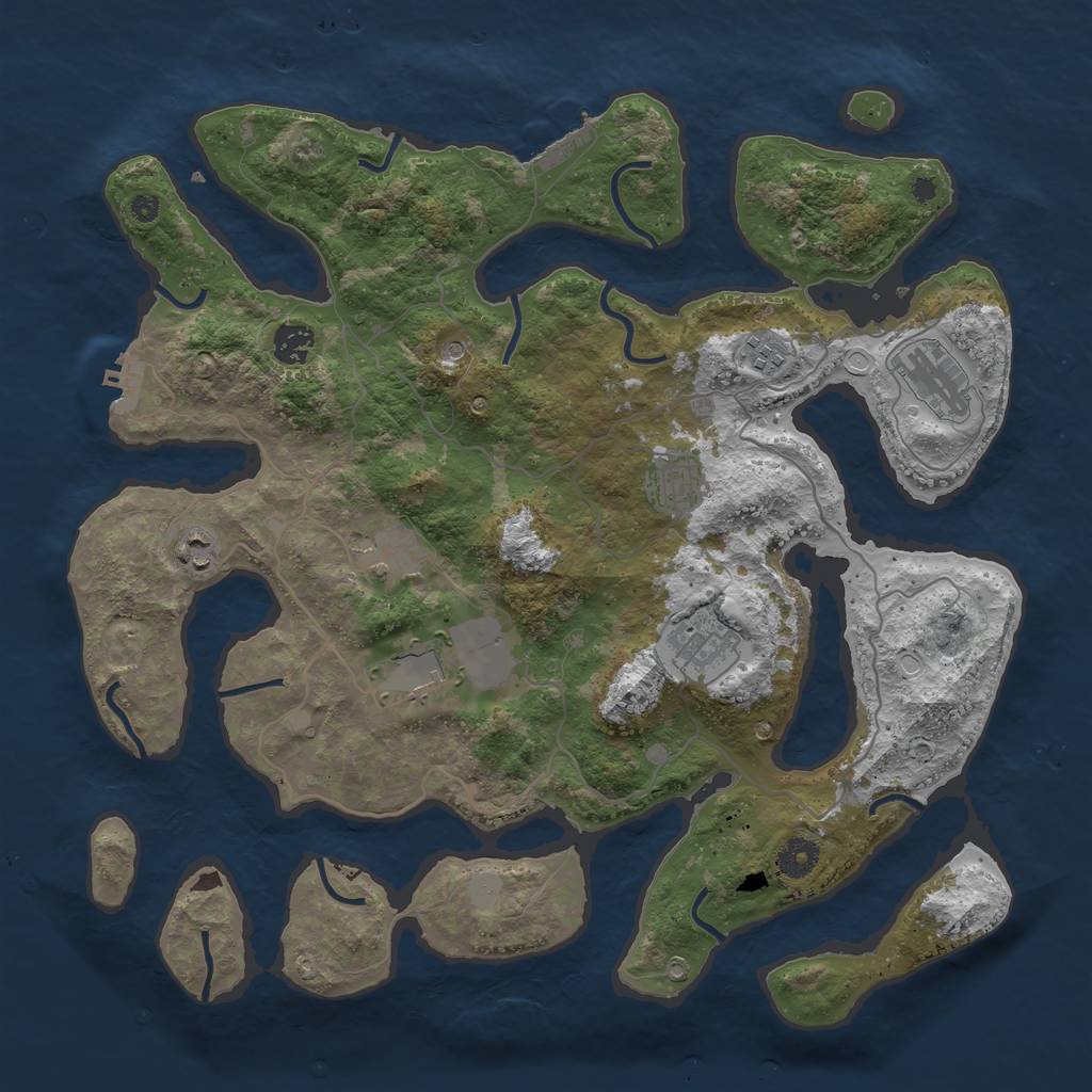 Rust Map: Procedural Map, Size: 4000, Seed: 2059096470, 16 Monuments