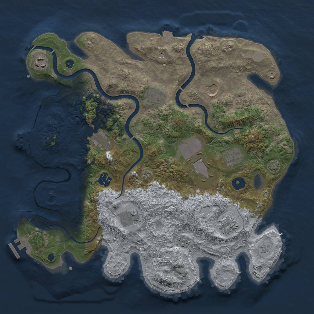 Rust Map: Procedural Map, Size: 3670, Seed: 1442578514, 16 Monuments