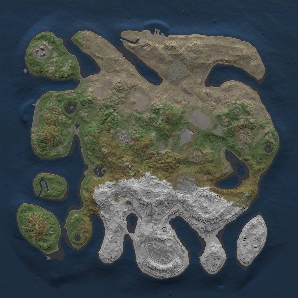 Rust Map: Procedural Map, Size: 3670, Seed: 1442578514, 17 Monuments