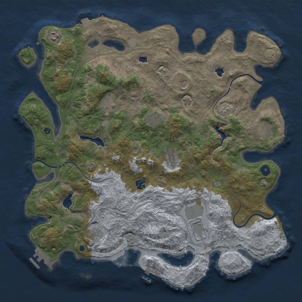 Rust Map: Procedural Map, Size: 4500, Seed: 1447, 16 Monuments