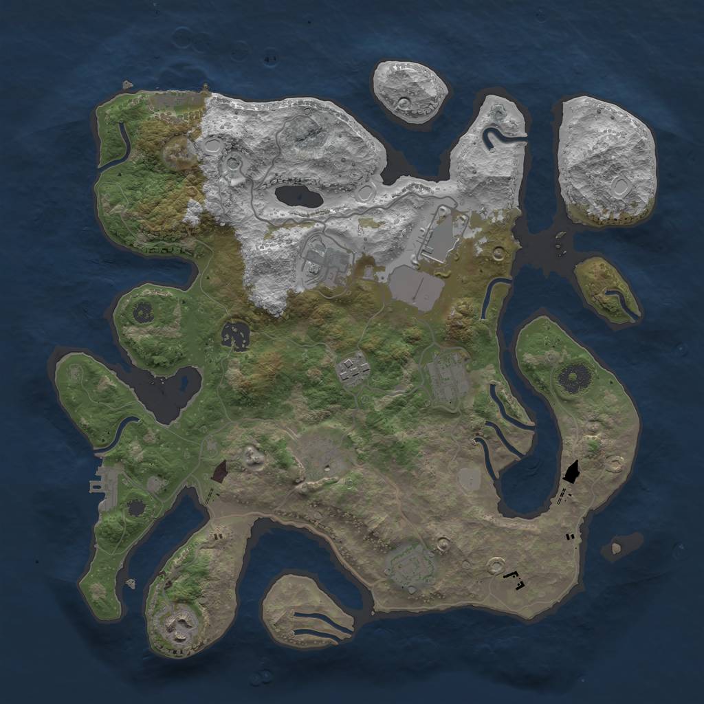 Rust Map: Procedural Map, Size: 3500, Seed: 696968, 16 Monuments