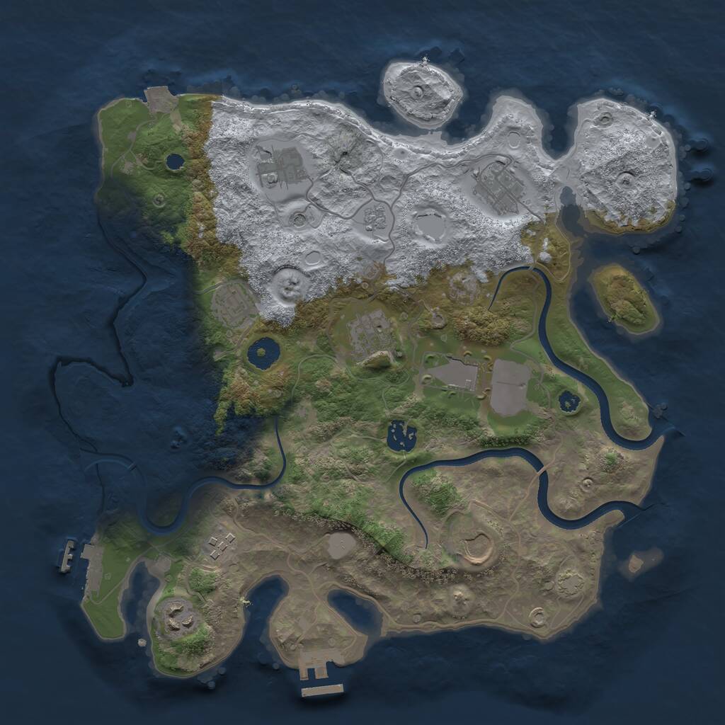 Rust Map: Procedural Map, Size: 3500, Seed: 696968, 15 Monuments