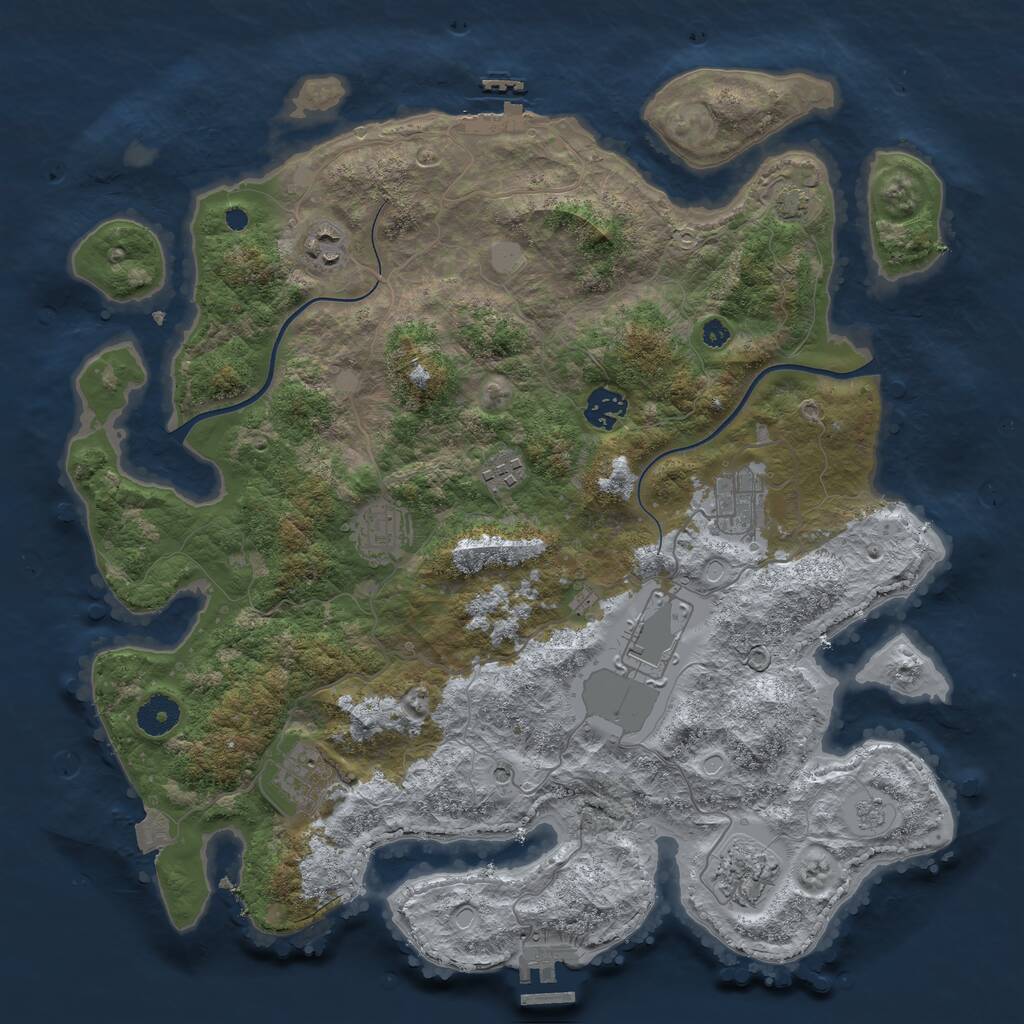 Rust Map: Procedural Map, Size: 3800, Seed: 132603, 14 Monuments