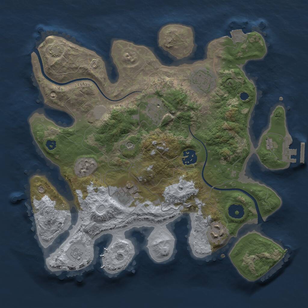 Rust Map: Procedural Map, Size: 3000, Seed: 664980315, 10 Monuments