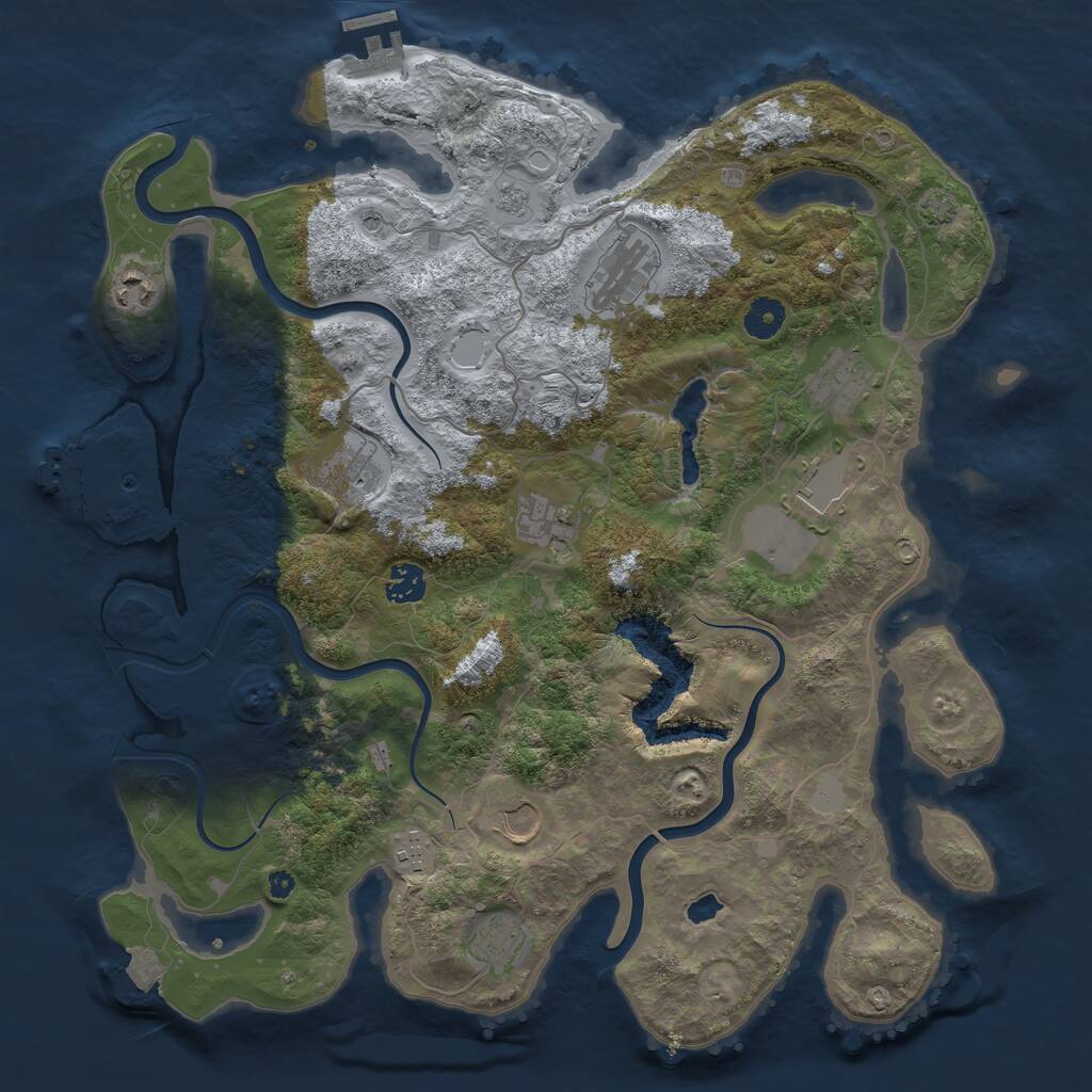 Rust Map: Procedural Map, Size: 4000, Seed: 2120611143, 16 Monuments