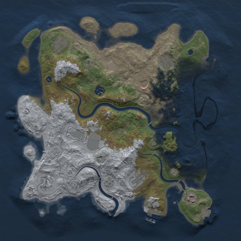 Rust Map: Procedural Map, Size: 3700, Seed: 1918296605, 15 Monuments