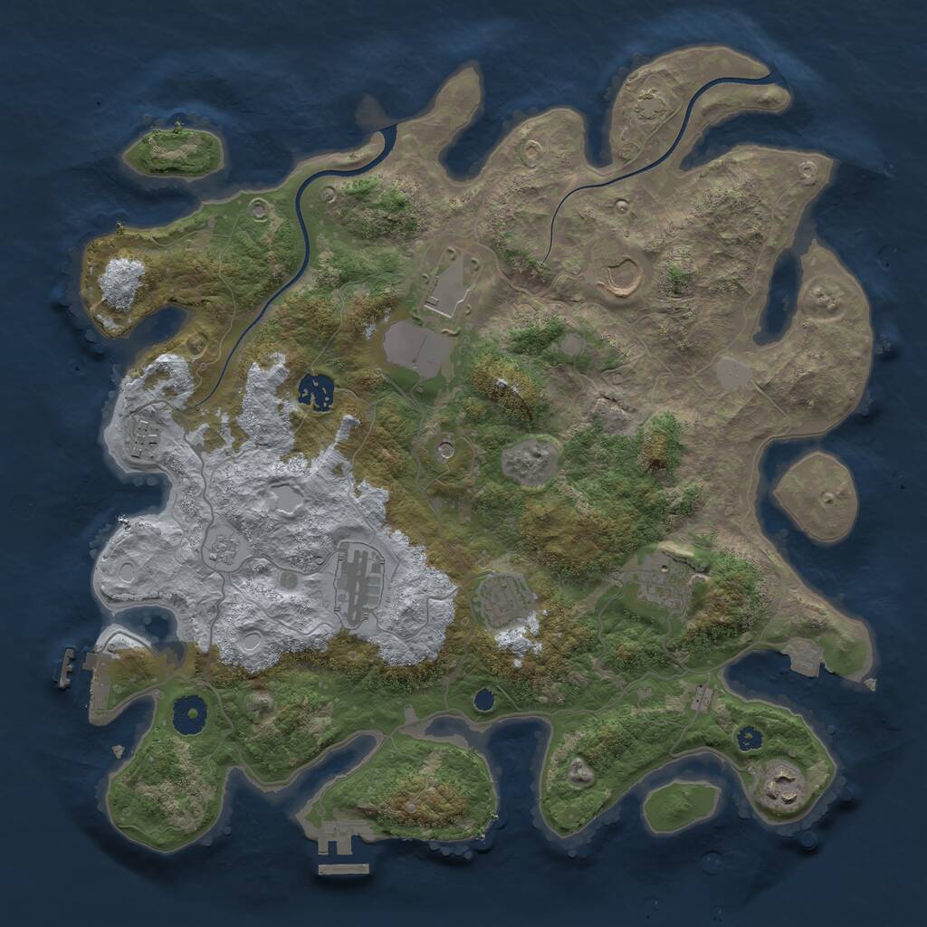 Rust Map: Procedural Map, Size: 3700, Seed: 344552789, 14 Monuments