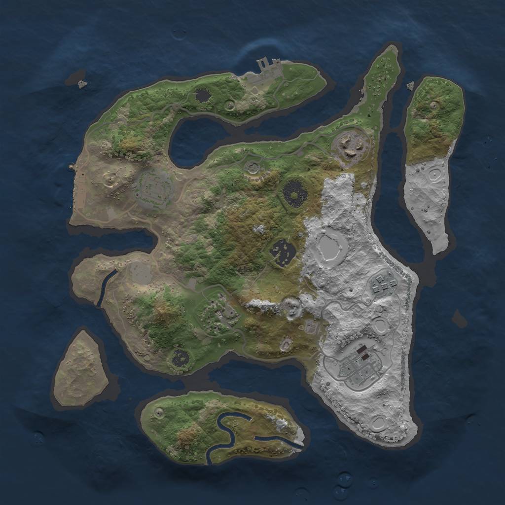 Rust Map: Procedural Map, Size: 3000, Seed: 852761, 14 Monuments