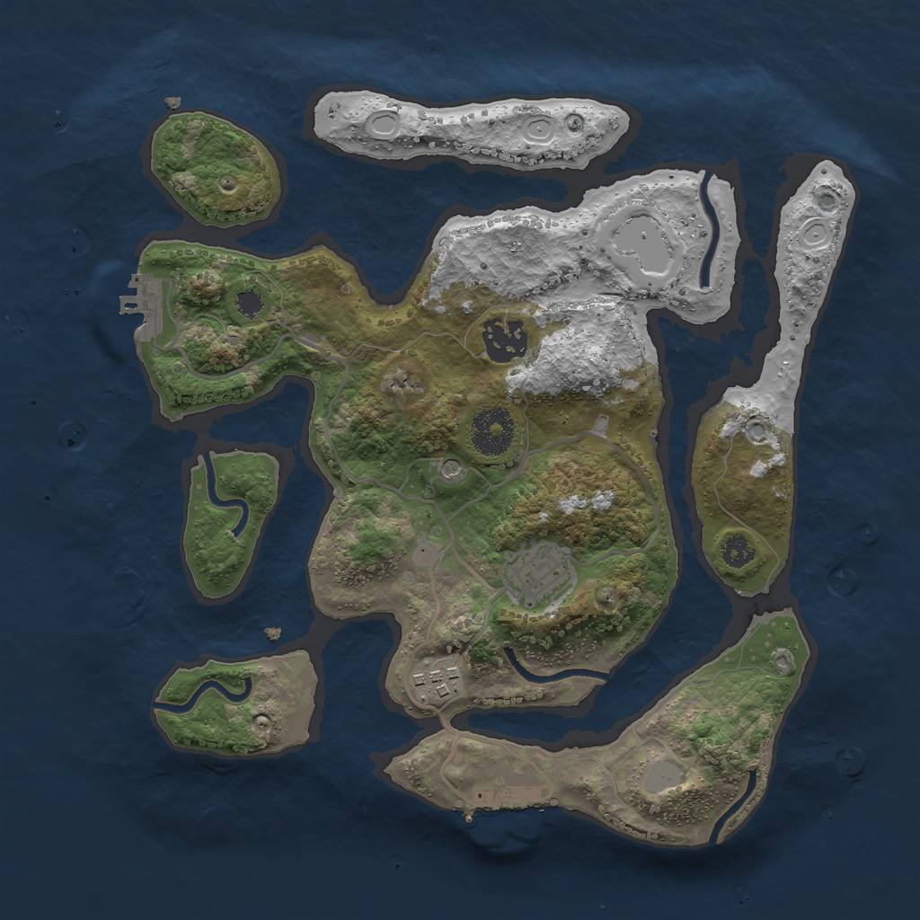 Rust Map: Procedural Map, Size: 3000, Seed: 397305, 11 Monuments