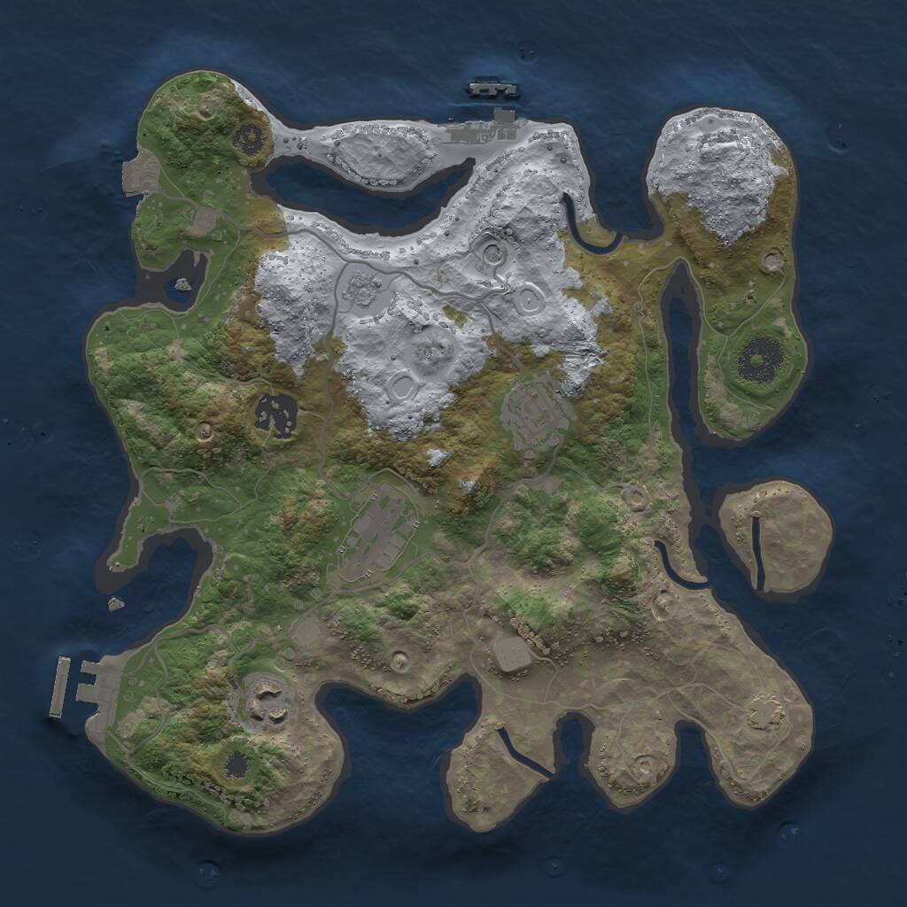 Rust Map: Procedural Map, Size: 3000, Seed: 518265, 10 Monuments
