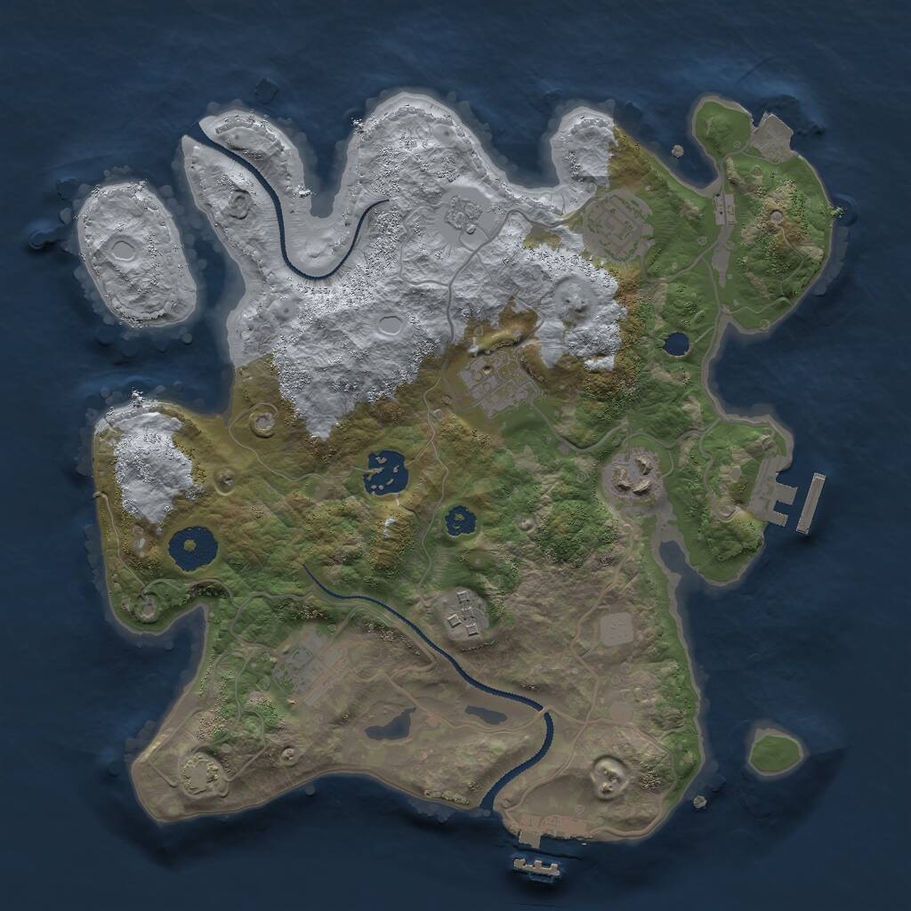 Rust Map: Procedural Map, Size: 3000, Seed: 454809, 11 Monuments
