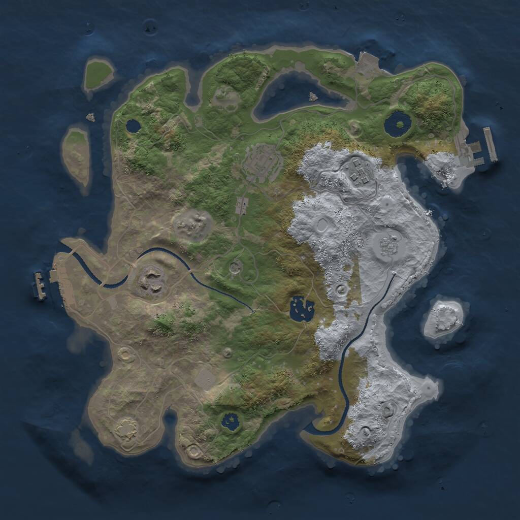Rust Map: Procedural Map, Size: 3000, Seed: 720888, 10 Monuments