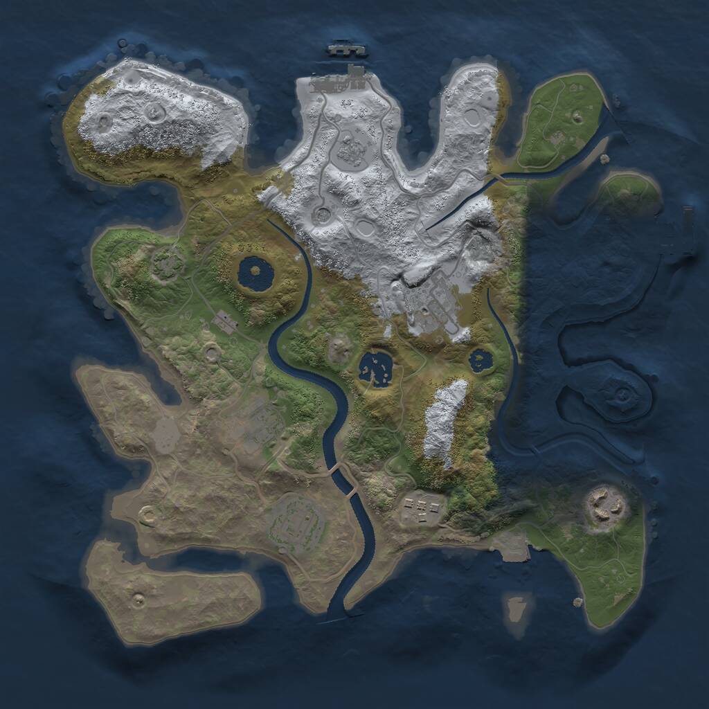 Rust Map: Procedural Map, Size: 3000, Seed: 130977, 12 Monuments
