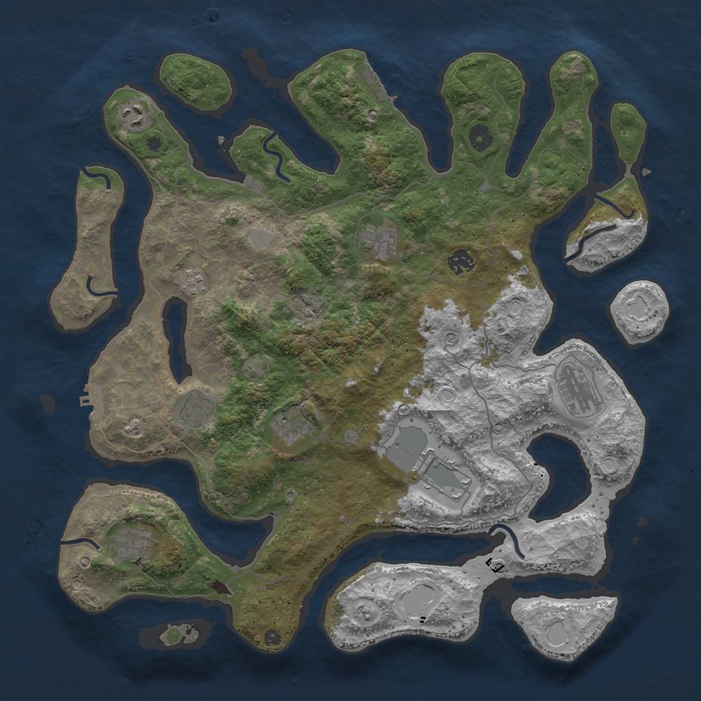 Rust Map: Procedural Map, Size: 4200, Seed: 247804211, 17 Monuments