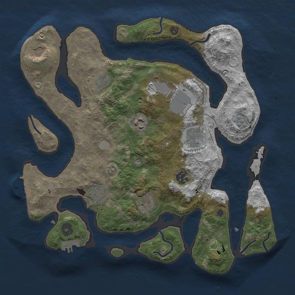 Rust Map: Procedural Map, Size: 3500, Seed: 311197288, 17 Monuments