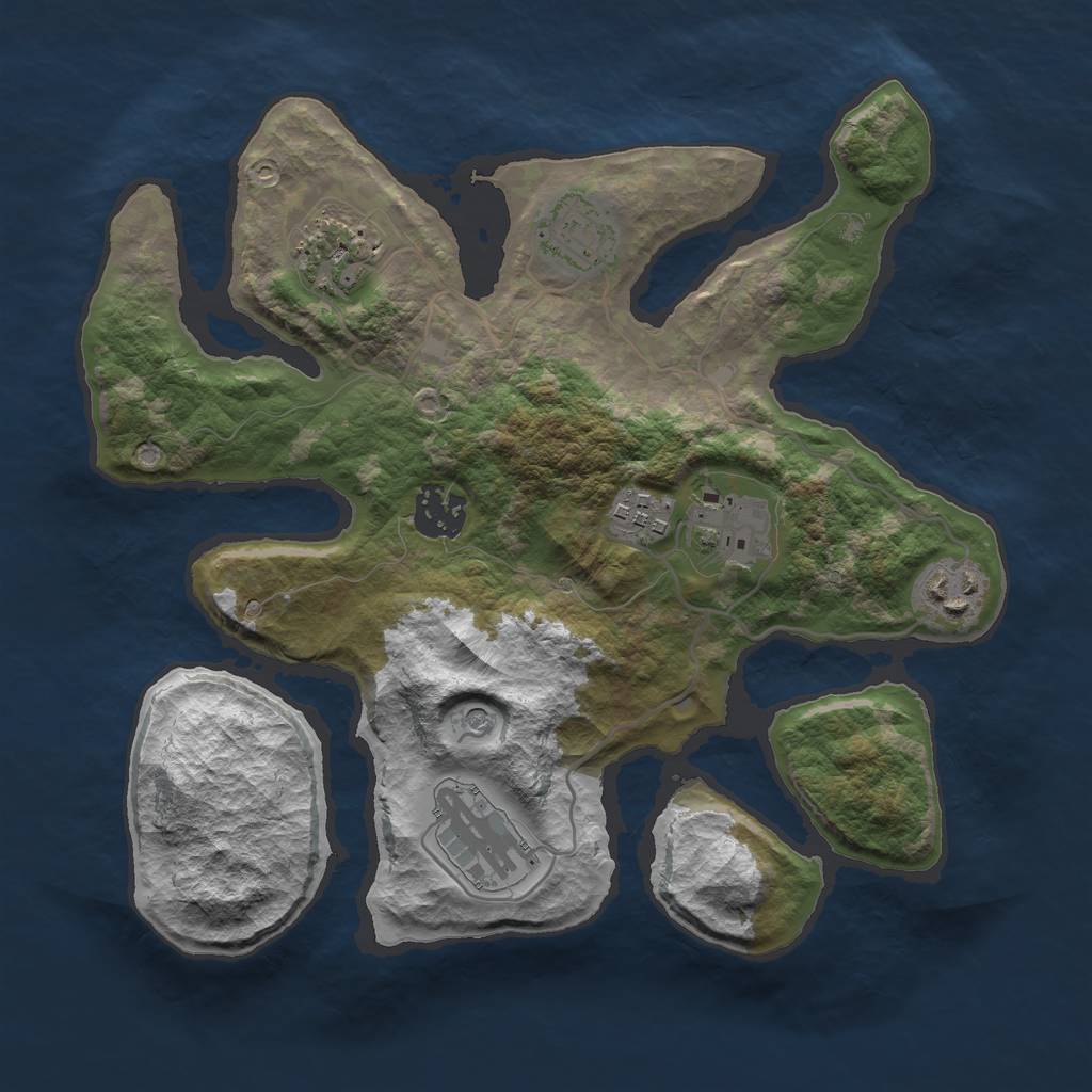 Rust Map: Barren, Size: 3000, Seed: 1940996118, 10 Monuments