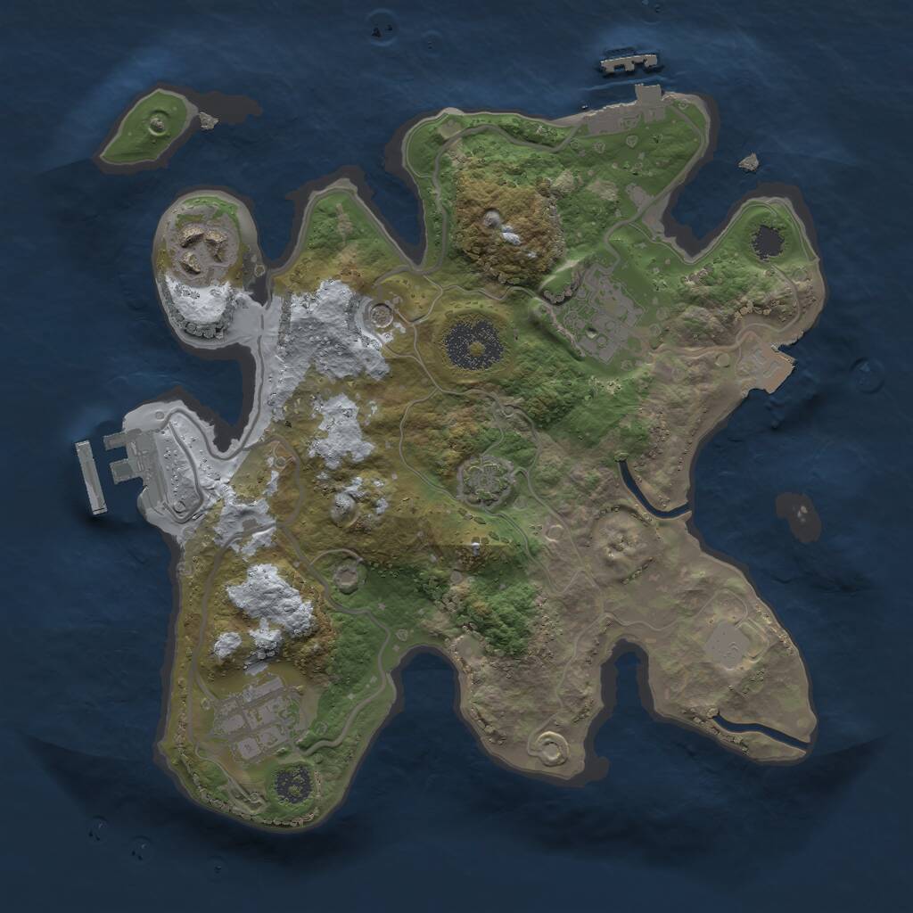 Rust Map: Procedural Map, Size: 2500, Seed: 124354, 8 Monuments